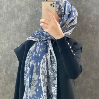 Etro Etnik Desen Pamuk Soft Şal 38630 - Lacivert