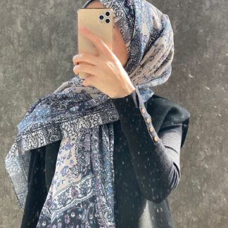 Etro Etnik Desen Pamuk Soft Şal 37631 - Siyah/Lila