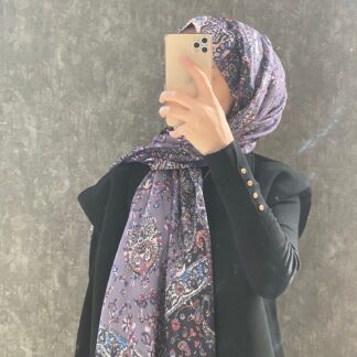 Etro Etnik Desen Pamuk Soft Şal 37631 - Soft Mor/Siyah