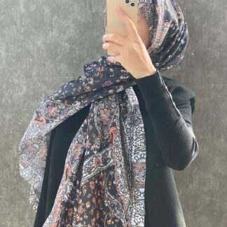 Etro Etnik Desen Pamuk Soft Şal 37631 - Ekru/Turuncu