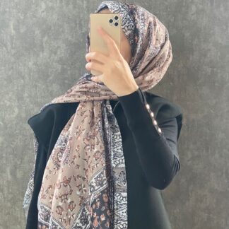 Etro Etnik Desen Pamuk Soft Şal 37631 - Sütlü Kahve