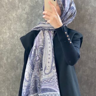 Etro Etnik Desen Pamuk Soft Şal 36631 - Lila
