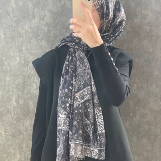 Etro Etnik Desen Pamuk Soft Şal 37631 - Siyah/Kahve