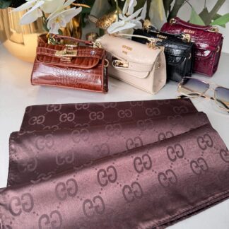 Gucci Parlak ipeksi Şal - Acı Kahve 41222