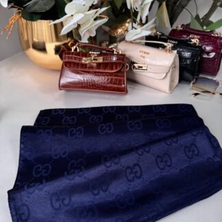 Gucci Parlak ipeksi Şal - Lacivert 44122