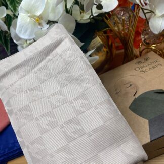 Kazayağı Damalı Desen Pamuk İpek Jakar Şal - Bej - Organic ScarfsOrganic Scarfs