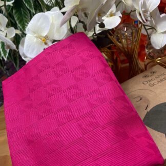 Kazayağı Damalı Desen Pamuk İpek Jakar Şal - Fuşya - Organic ScarfsOrganic Scarfs