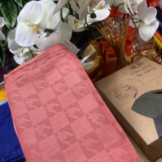 Kazayağı Damalı Desen Pamuk İpek Jakar Şal - japon Kirazı - Organic ScarfsOrganic Scarfs