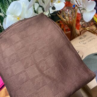 Kazayağı Damalı Desen Pamuk İpek Jakar Şal - Kahverengi - Organic ScarfsOrganic Scarfs
