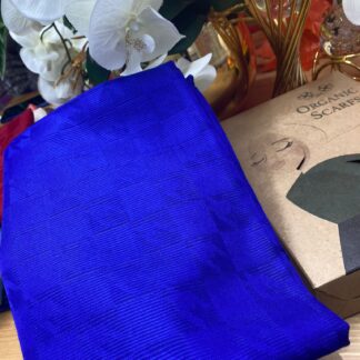 Kazayağı Damalı Desen Pamuk İpek Jakar Şal - Saks - Organic ScarfsOrganic Scarfs