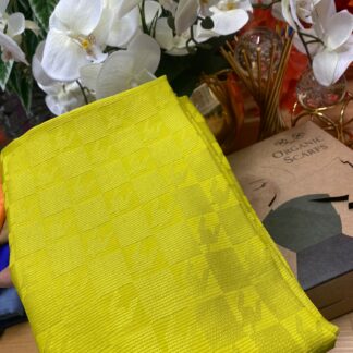 Kazayağı Damalı Desen Pamuk İpek Jakar Şal - Yağ Yeşili - Organic ScarfsOrganic Scarfs
