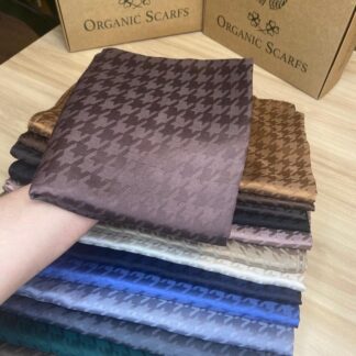 Kazayağı Desen İpeksi Jakar Şal - Kahverengi - Organic ScarfsOrganic Scarfs