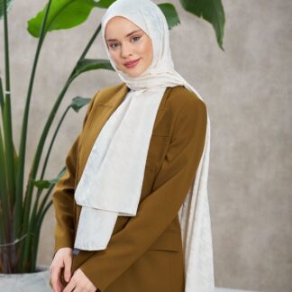 Kazayağı Desen Jakar Şal - Ekru - Organic ScarfsOrganic Scarfs