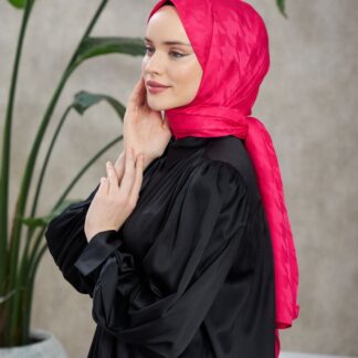 Kazayağı Desen Jakar Şal - Fuşya - Organic ScarfsOrganic Scarfs