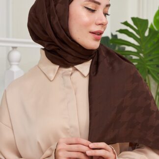 Kazayağı Desen Jakar Şal - Kahverengi - Organic ScarfsOrganic Scarfs