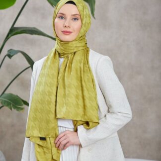 Kazayağı Desen Jakar Şal - Yağ Yeşili - Organic ScarfsOrganic Scarfs