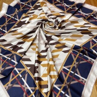 Kazayağı Desen Twill Eşarp - Lacivert - Organic ScarfsOrganic Scarfs