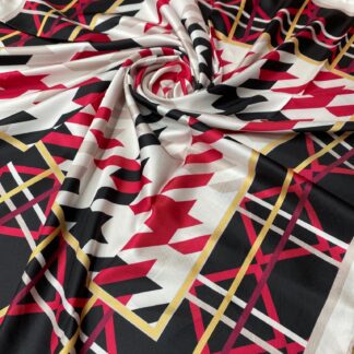 Kazayağı Desen Twill Eşarp - Siyah - Fuşya - Organic ScarfsOrganic Scarfs