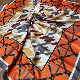 Kazayağı Desen Twill Eşarp - Turuncu - Organic ScarfsOrganic Scarfs