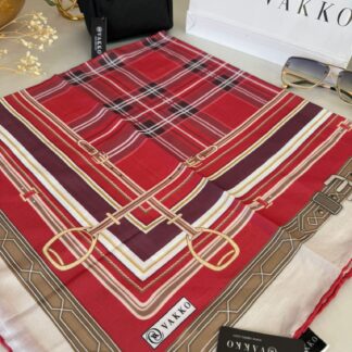 Vakko Ekose Desen Pamuk Soft Eşarp 68190 - Kırmızı