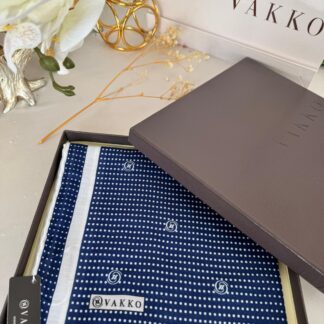 Vakko Puantiye Desen Pamuk Soft Eşarp 26489 - Lacivert
