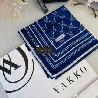 Vakko Monogram Desen Pamuk Soft Eşarp 21510 - Lacivert