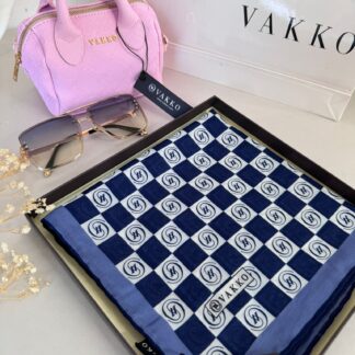 Vakko Dama Desen Pamuk Soft Eşarp 63411 - Lacivert