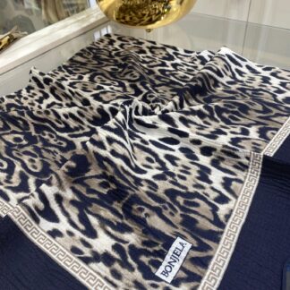 Leopar Desen Mio Caz Eşarp - Lacivert - Organic ScarfsOrganic Scarfs
