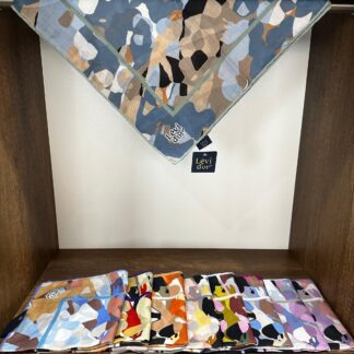 LEVİDOR Cotton Eşarp 16397 - Mavi Mozaik - Organic ScarfsOrganic Scarfs