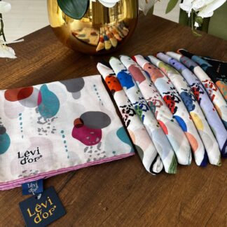 LEVİDOR Cotton Eşarp 16399 - Beyaz / Lila - Organic ScarfsOrganic Scarfs