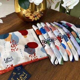 LEVİDOR Cotton Eşarp 16399 - Beyaz / Oranj - Organic ScarfsOrganic Scarfs