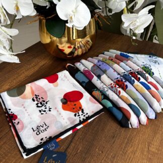 LEVİDOR Cotton Eşarp 16399 - Beyaz / Siyah - Organic ScarfsOrganic Scarfs