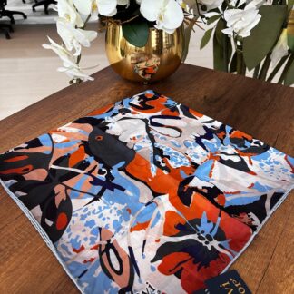 LEVİDOR Cotton Eşarp 16496 - Beyaz / Açık Mavi - Organic ScarfsOrganic Scarfs