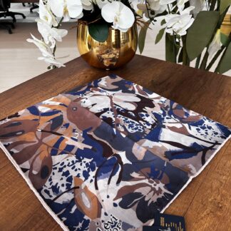 LEVİDOR Cotton Eşarp 16496 - Beyaz / Kahve - Organic ScarfsOrganic Scarfs