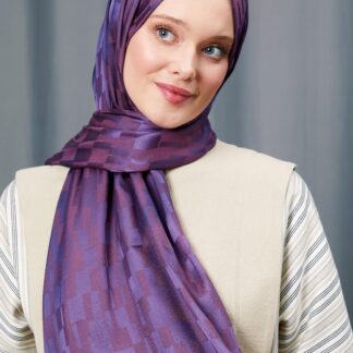 LEVİDOR Dublin Jakarlı Şal 17174 - Mürdüm Eriği - Organic ScarfsOrganic Scarfs