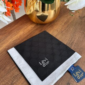 LEVİDOR Monogram Eşarp 17233 - Siyah/ Ekru - Organic ScarfsOrganic Scarfs