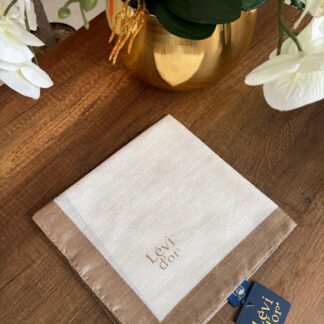 LEVİDOR Monogram Eşarp 17687 - Ekru/Camel - Organic ScarfsOrganic Scarfs