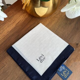LEVİDOR Monogram Eşarp 17687 - Ekru/Lacivert - Organic ScarfsOrganic Scarfs