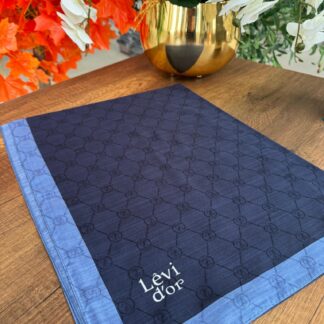 LEVİDOR Monogram Şal 17657 - Lacivert - Organic ScarfsOrganic Scarfs
