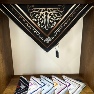 LEVİDOR Organic Kokulu Pamuk Eşarp PK-102 - Siyah / Kahve - Organic ScarfsOrganic Scarfs