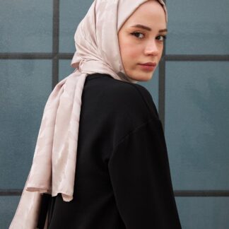 LİNE Desen İtalyan ipeksi Jakar Şal - Soft Vizon - Organic ScarfsOrganic Scarfs