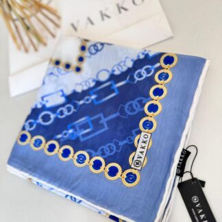 Vakko Zincir Desen Soft Eşarp 610146 - Mavi