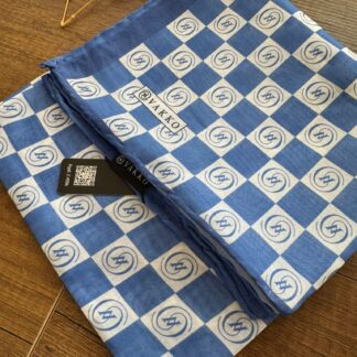 Vakko Dama Desen Pamuk Soft Eşarp 63411 - Mavi