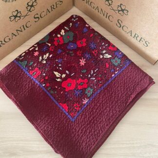 Mio Cazz Çiçek Desenli Eşarp - Bordo - Organic ScarfsOrganic Scarfs