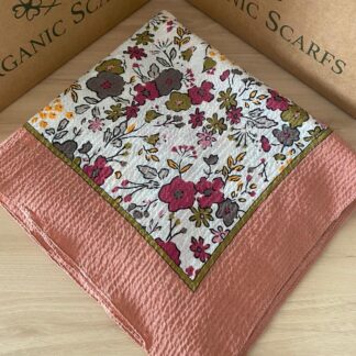 Mio Cazz Çiçek Desenli Eşarp - Gül Kurusu - Organic ScarfsOrganic Scarfs
