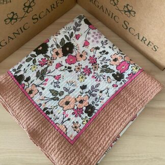 Mio Cazz Çiçek Desenli Eşarp - Karamel - Organic ScarfsOrganic Scarfs