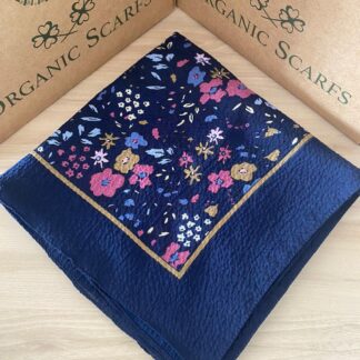 Mio Cazz Çiçek Desenli Eşarp - Lacivert - Organic ScarfsOrganic Scarfs