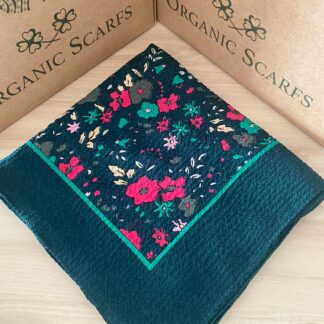 Mio Cazz Çiçek Desenli Eşarp - Zümrüt - Organic ScarfsOrganic Scarfs