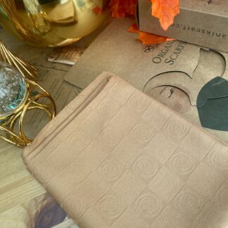 Monogram Desen Pamuk İpek Jakar Şal - Camel - Organic ScarfsOrganic Scarfs