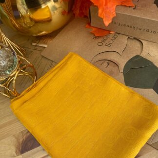 Monogram Desen Pamuk İpek Jakar Şal - Safran - Organic ScarfsOrganic Scarfs